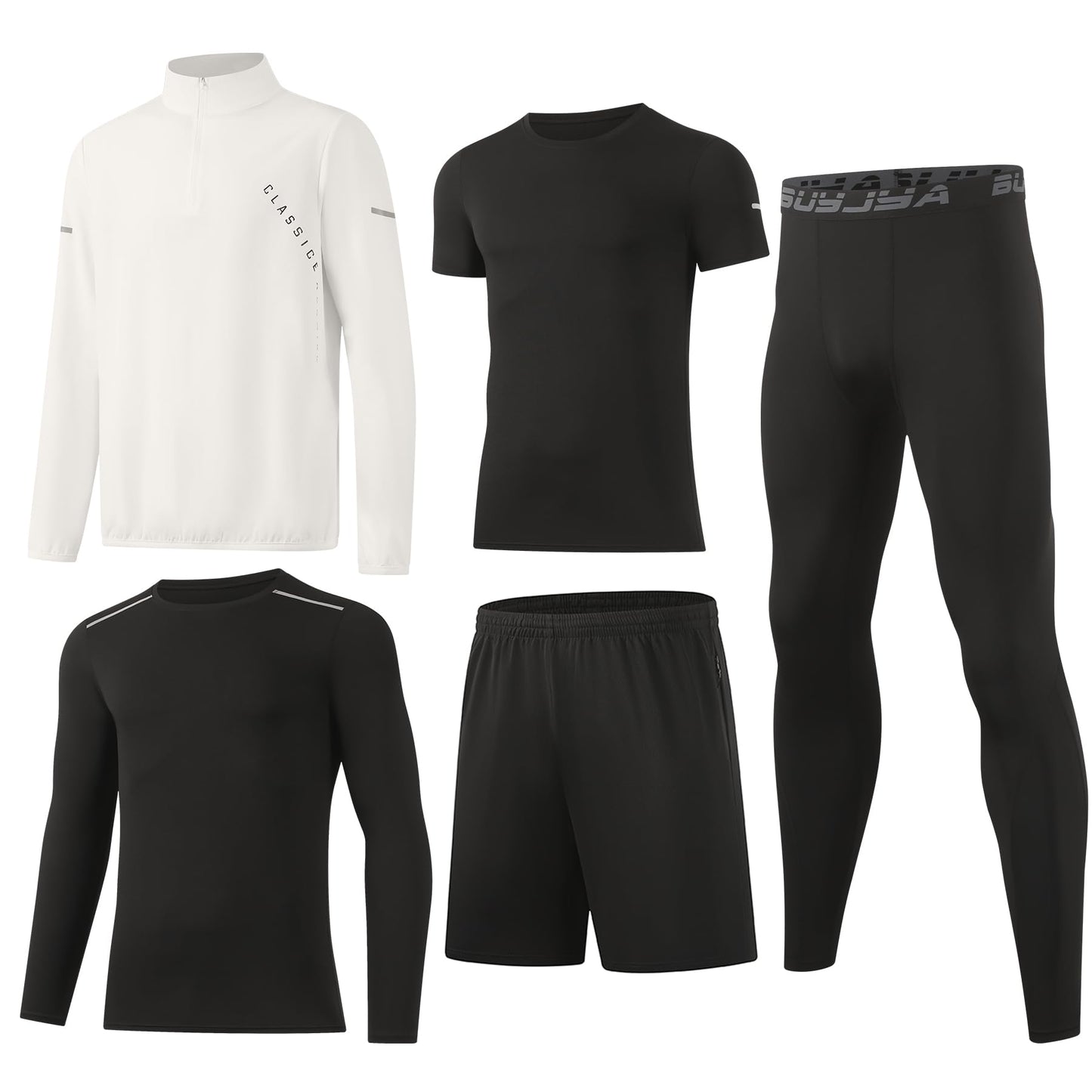 Men’s 5-Piece Workout Set with Compression Pants and Jacket