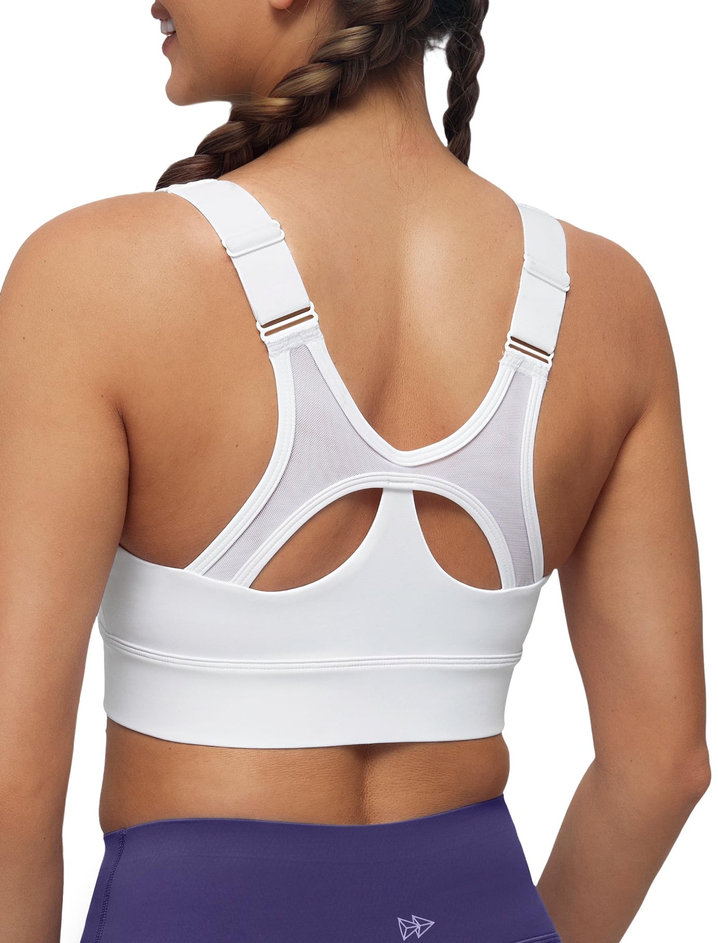Women’s Adjustable High Impact Sports Bra with Front Zip and Mesh Support