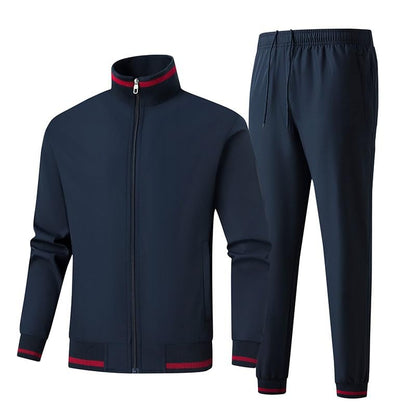 Men’s Stand Collar Zipper Sports Jacket Set