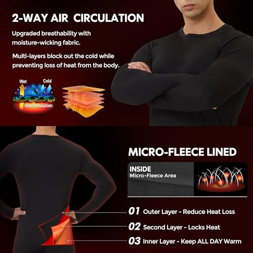 Men’s Fleece Lined Thermal Long Sleeve Base Layer Top