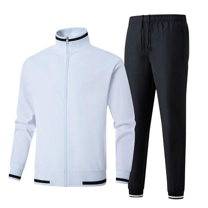 Men’s Stand Collar Zipper Sports Jacket Set
