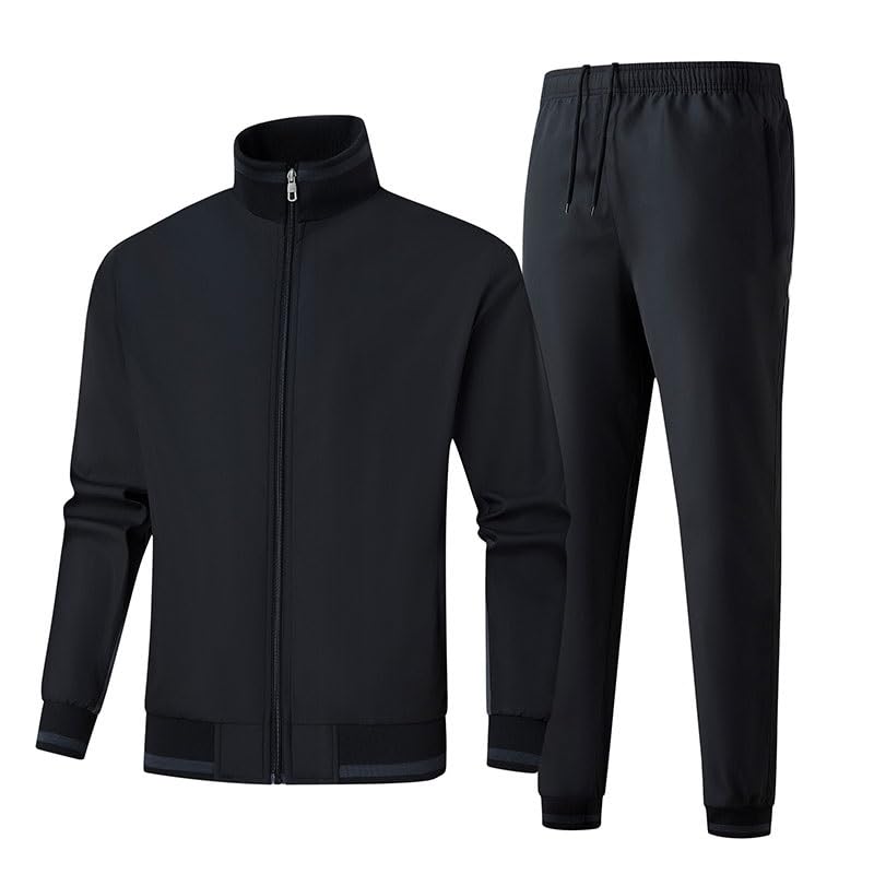 Men’s Stand Collar Zipper Sports Jacket Set