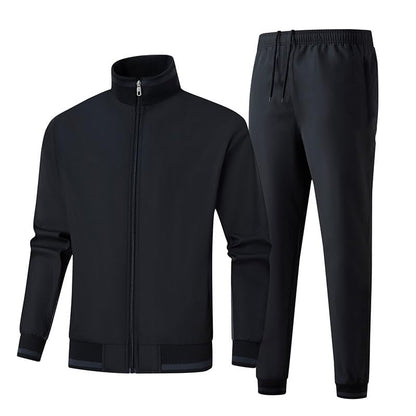 Men’s Stand Collar Zipper Sports Jacket Set