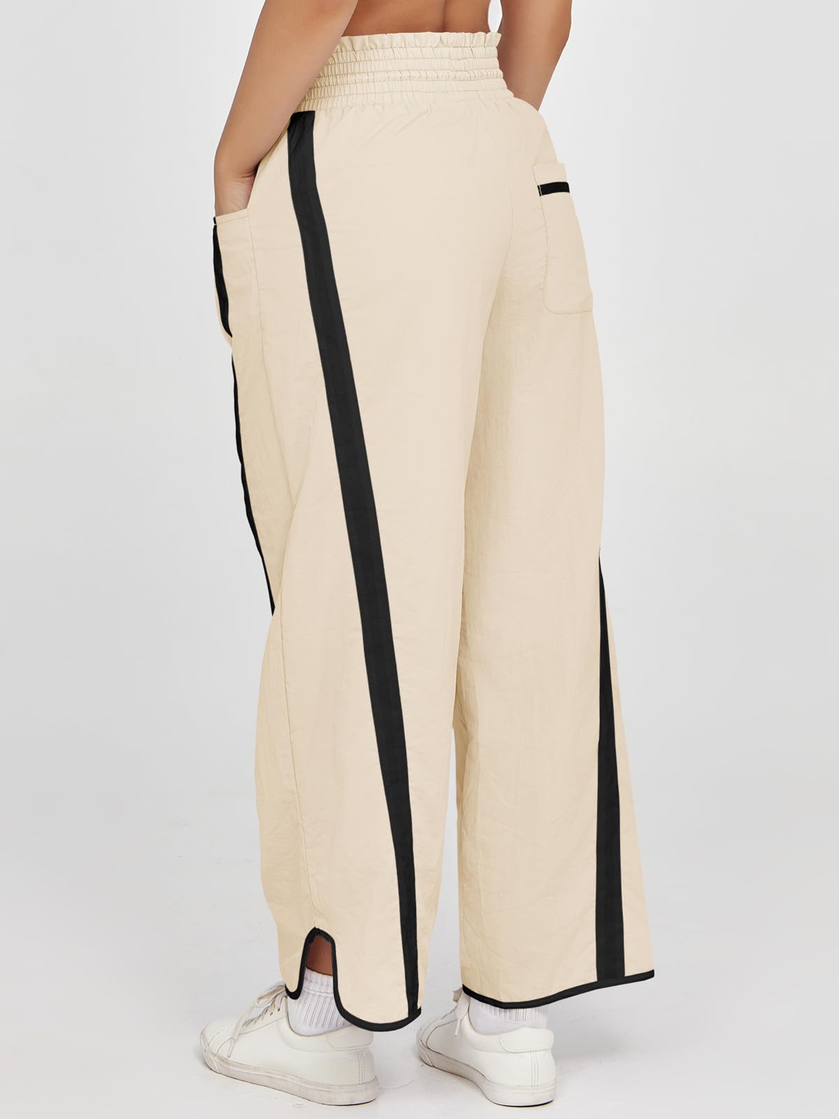 Women’s Baggy Wide Leg Track Pants with Drawstring Waist