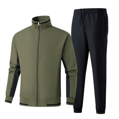 Men’s Stand Collar Zipper Sports Jacket Set