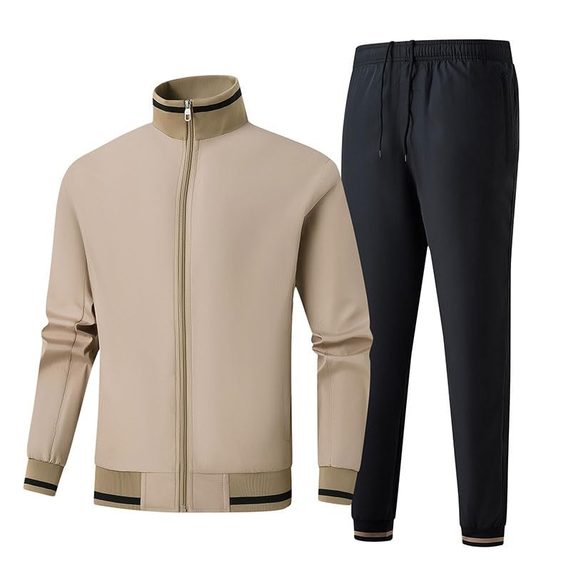 Men’s Stand Collar Zipper Sports Jacket Set