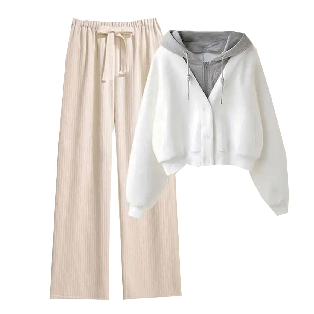 Women’s Hooded Top and Wide Leg Pants 2-Piece Set