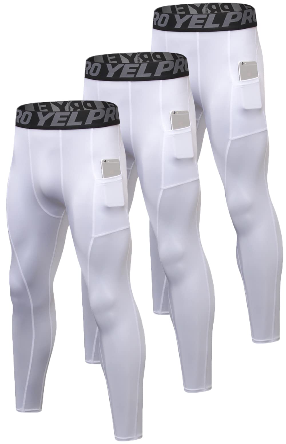 Men’s 3-Pack Compression Leggings with Pockets