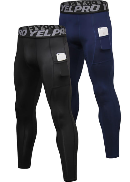 Men’s 3-Pack Compression Leggings with Pockets