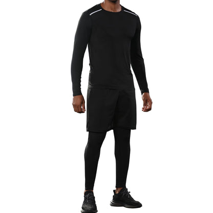 Men’s 5-Piece Workout Set with Compression Pants and Jacket