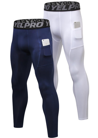 Men’s 3-Pack Compression Leggings with Pockets