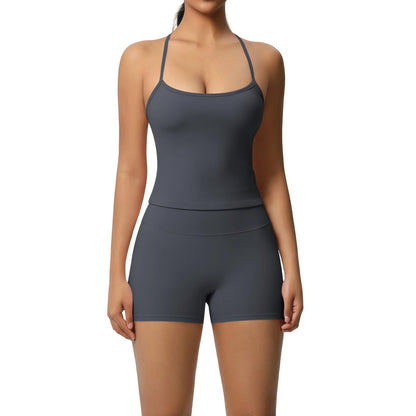 Women’s 2-Piece Wicking Athletic Workout Set with Top and Shorts