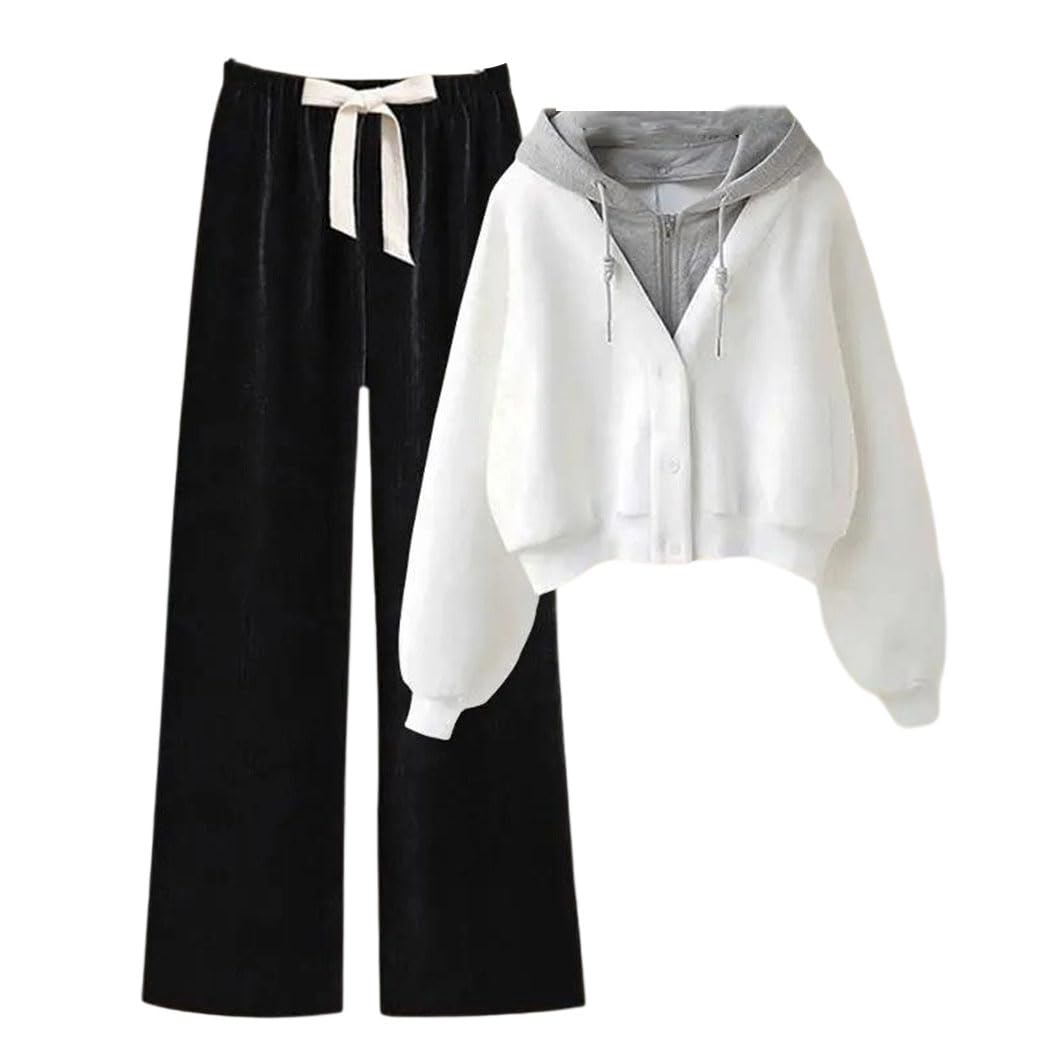 Women’s Hooded Top and Wide Leg Pants 2-Piece Set