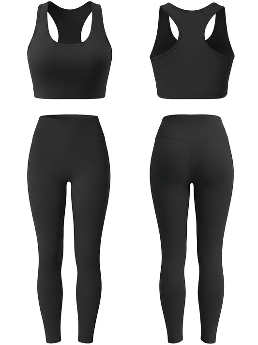 Women’s 2-Piece Butter Soft Workout Set with Sports Bra and High Waist Leggings