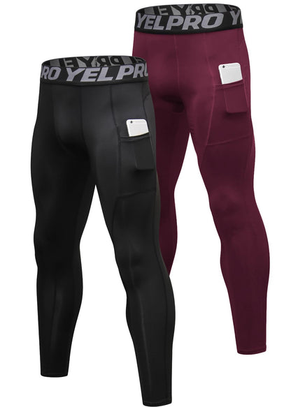 Men’s 3-Pack Compression Leggings with Pockets