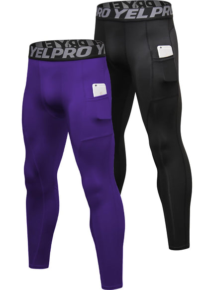 Men’s 3-Pack Compression Leggings with Pockets
