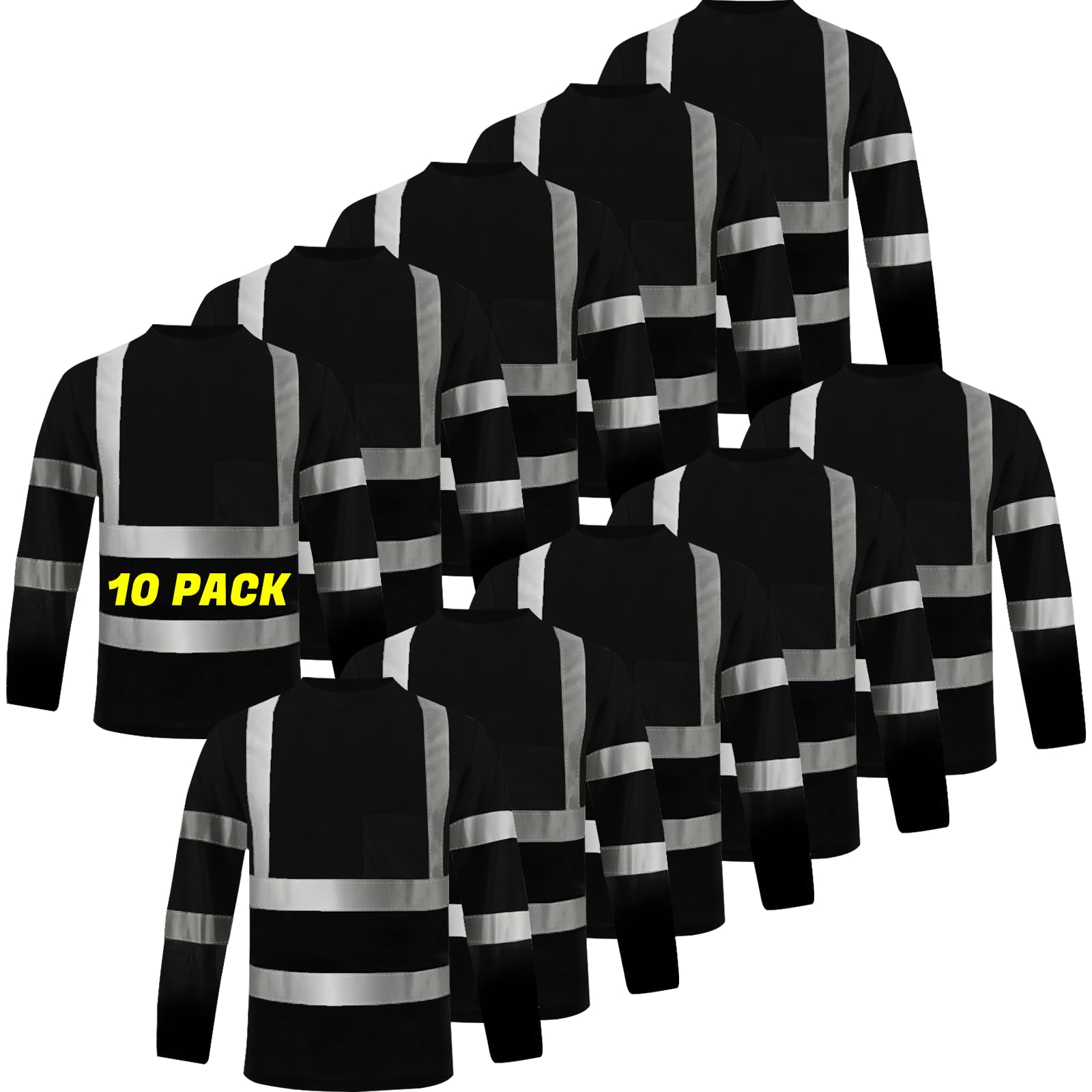 Unisex High Visibility Long Sleeve Reflective Safety Shirt with Pocket