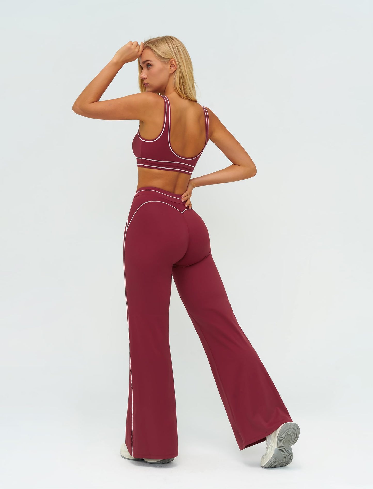 Women’s 2-Piece Workout Set with Racerback Top and Wide Leg Pants