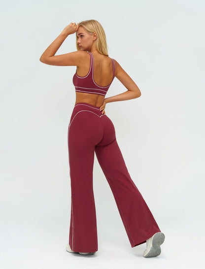 Women’s 2-Piece Workout Set with Racerback Top and Wide Leg Pants
