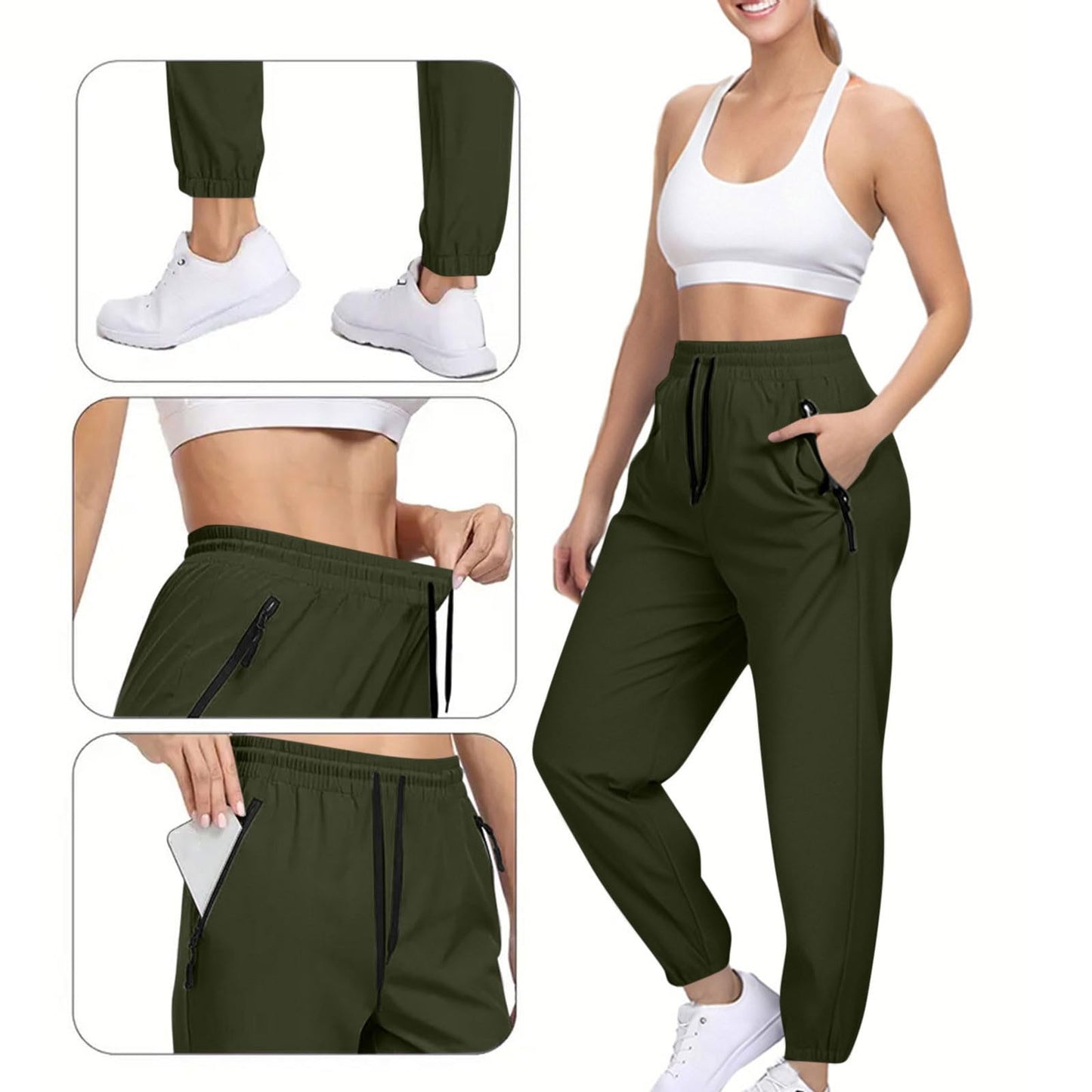Unisex Quick Dry Athletic Joggers with Zippered Pockets