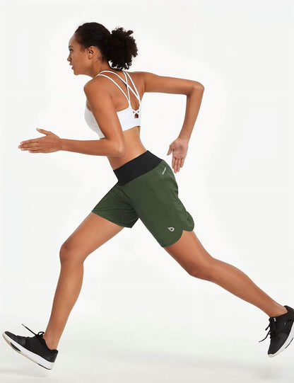 Women’s 7" High Waist Running Shorts with Liner and Zipper Pocket