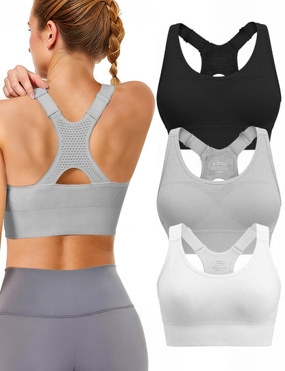 Women’s 3-Pack High Support Padded Racerback Sports Bras