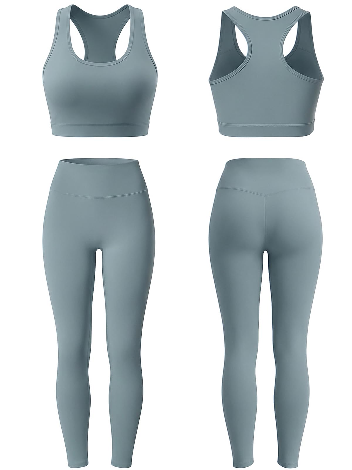 Women’s 2-Piece Butter Soft Workout Set with Sports Bra and High Waist Leggings