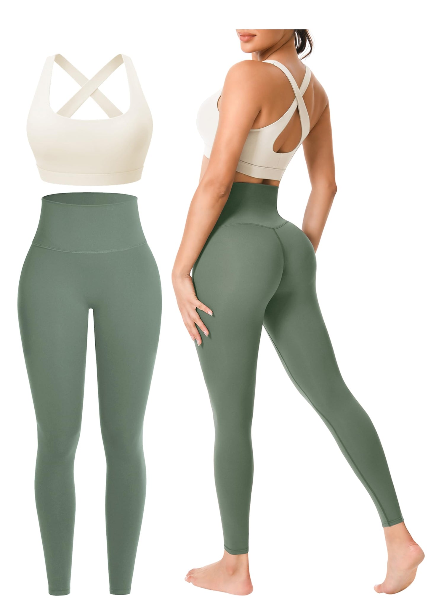 Women’s 2-Piece Seamless Workout Set with Sports Bra and High Waist Leggings