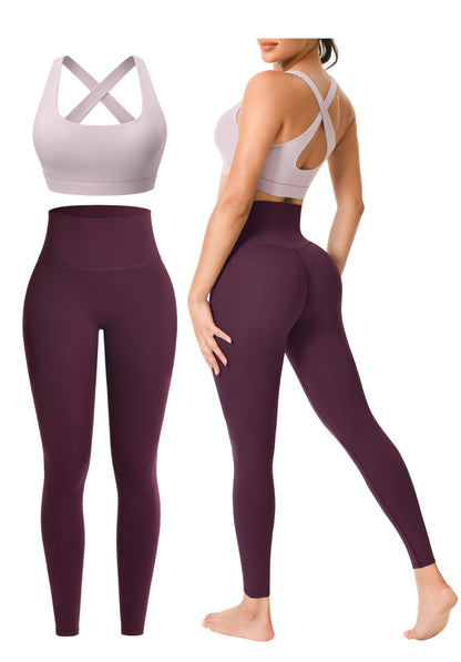 Women’s 2-Piece Seamless Workout Set with Sports Bra and High Waist Leggings