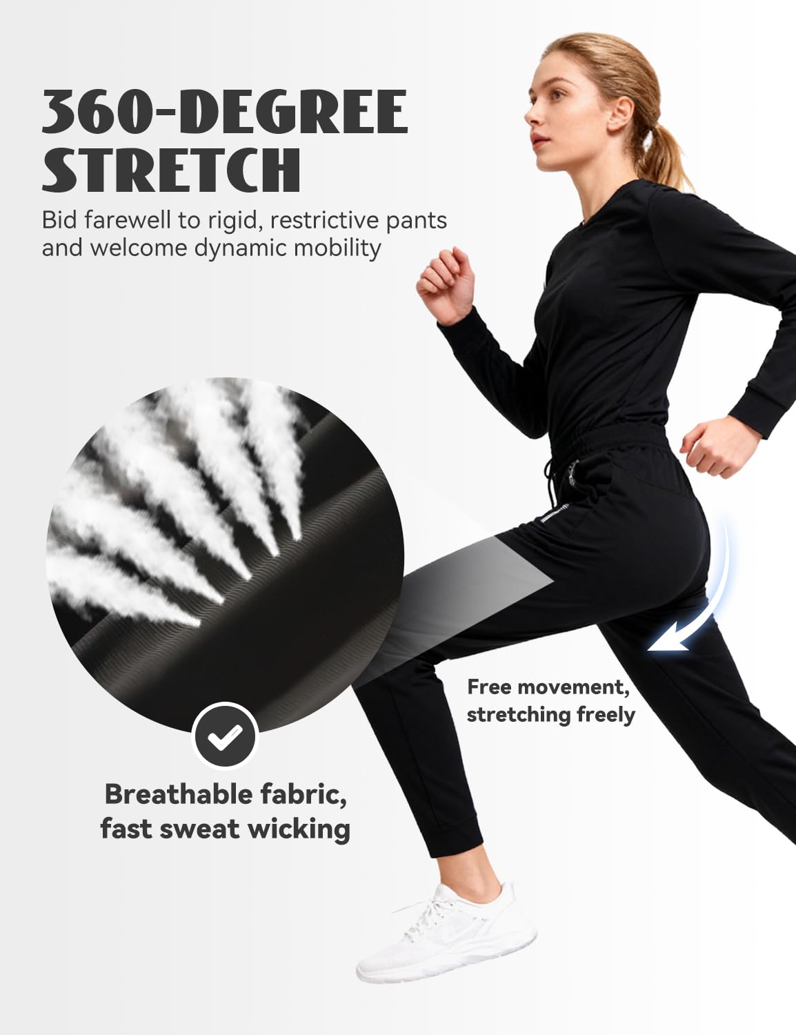 Women’s High Stretch Quick Dry Athletic Pants with Drawstring