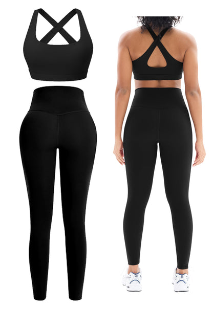 Women’s 2-Piece Seamless Workout Set with Sports Bra and High Waist Leggings