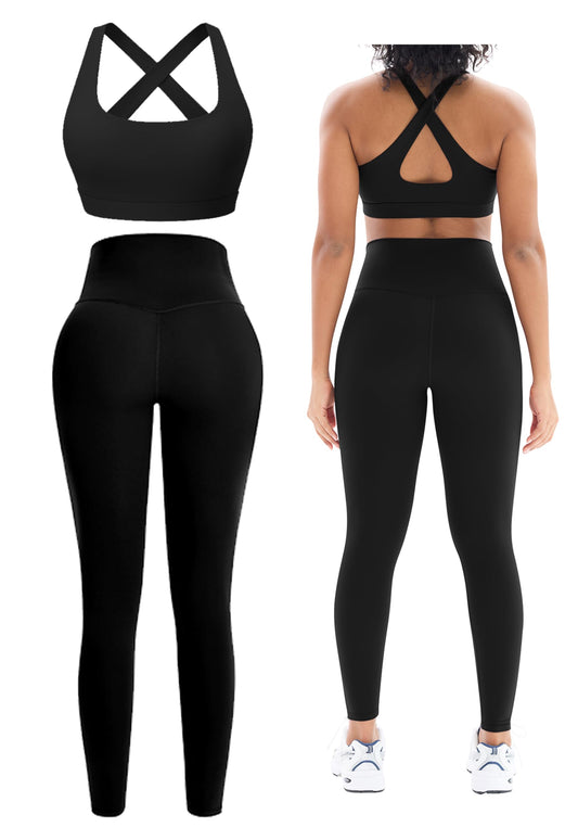 Women’s 2-Piece Seamless Workout Set with Sports Bra and High Waist Leggings