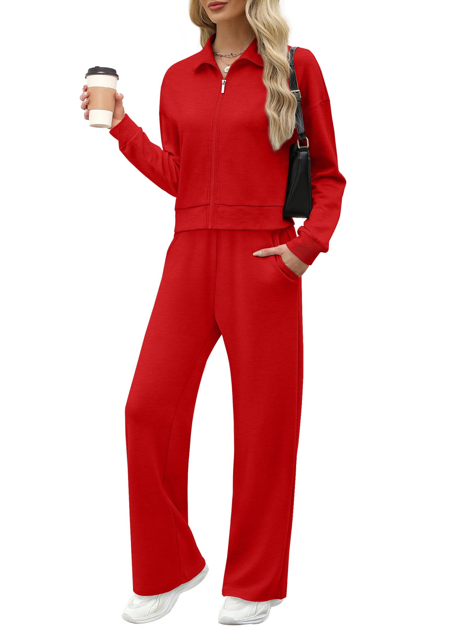 Women’s Lounge Set 2-Piece Sweatshirt & Wide Leg Pants Tracksuit