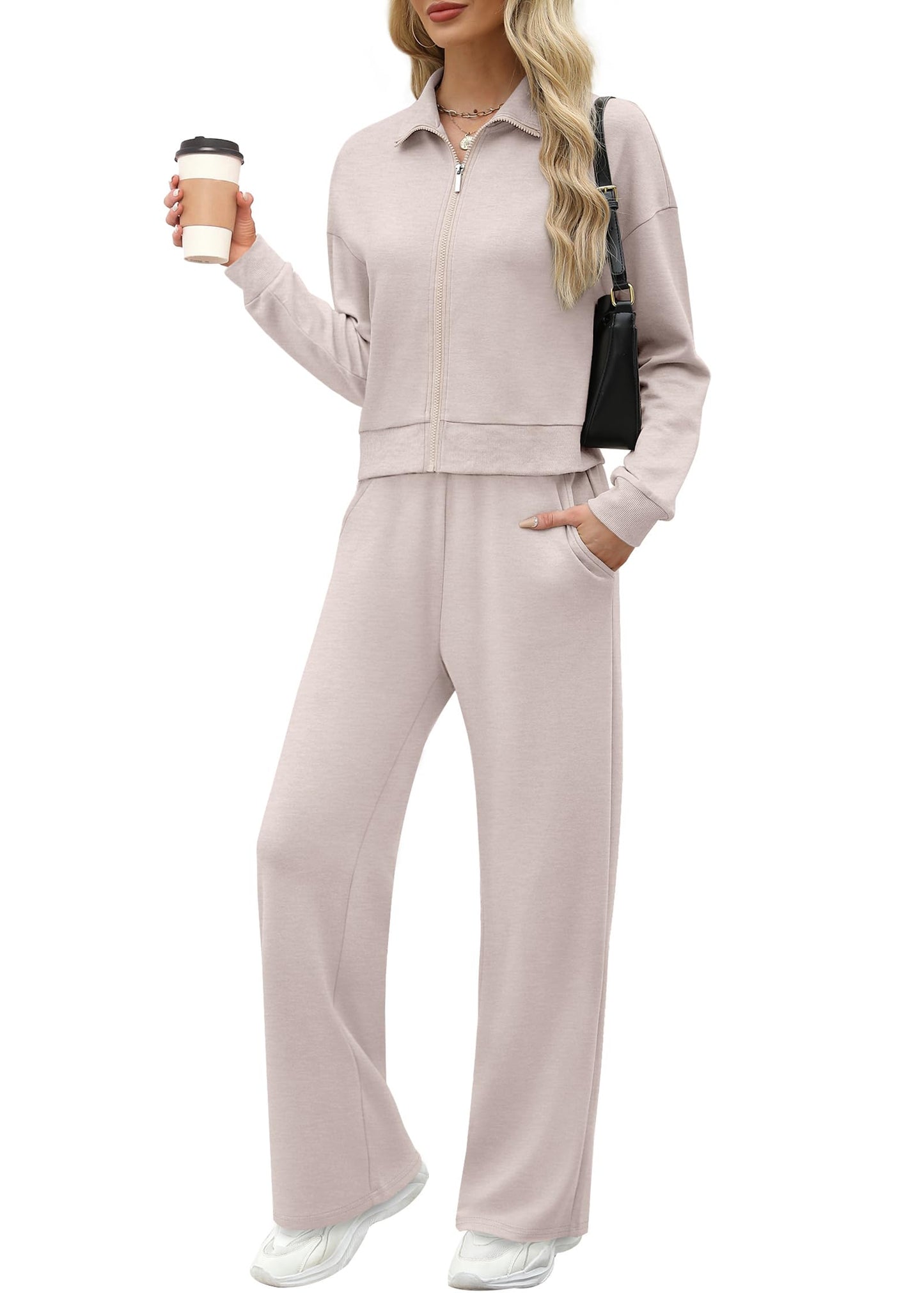 Women’s Lounge Set 2-Piece Sweatshirt & Wide Leg Pants Tracksuit
