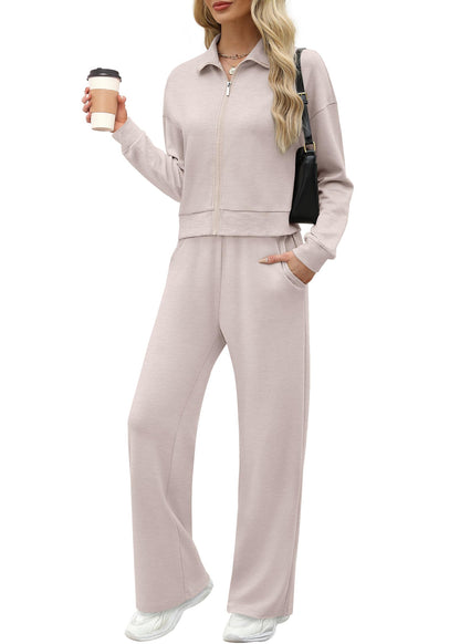 Women’s Lounge Set 2-Piece Sweatshirt & Wide Leg Pants Tracksuit