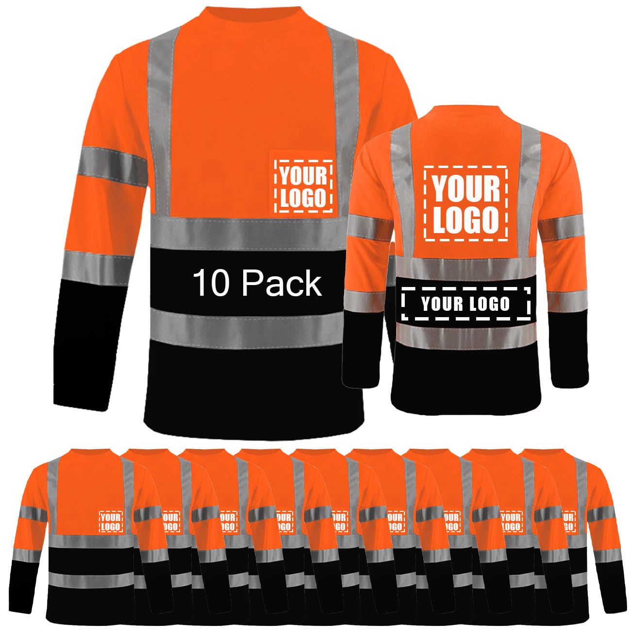 Unisex High Visibility Long Sleeve Reflective Safety Shirt with Pocket