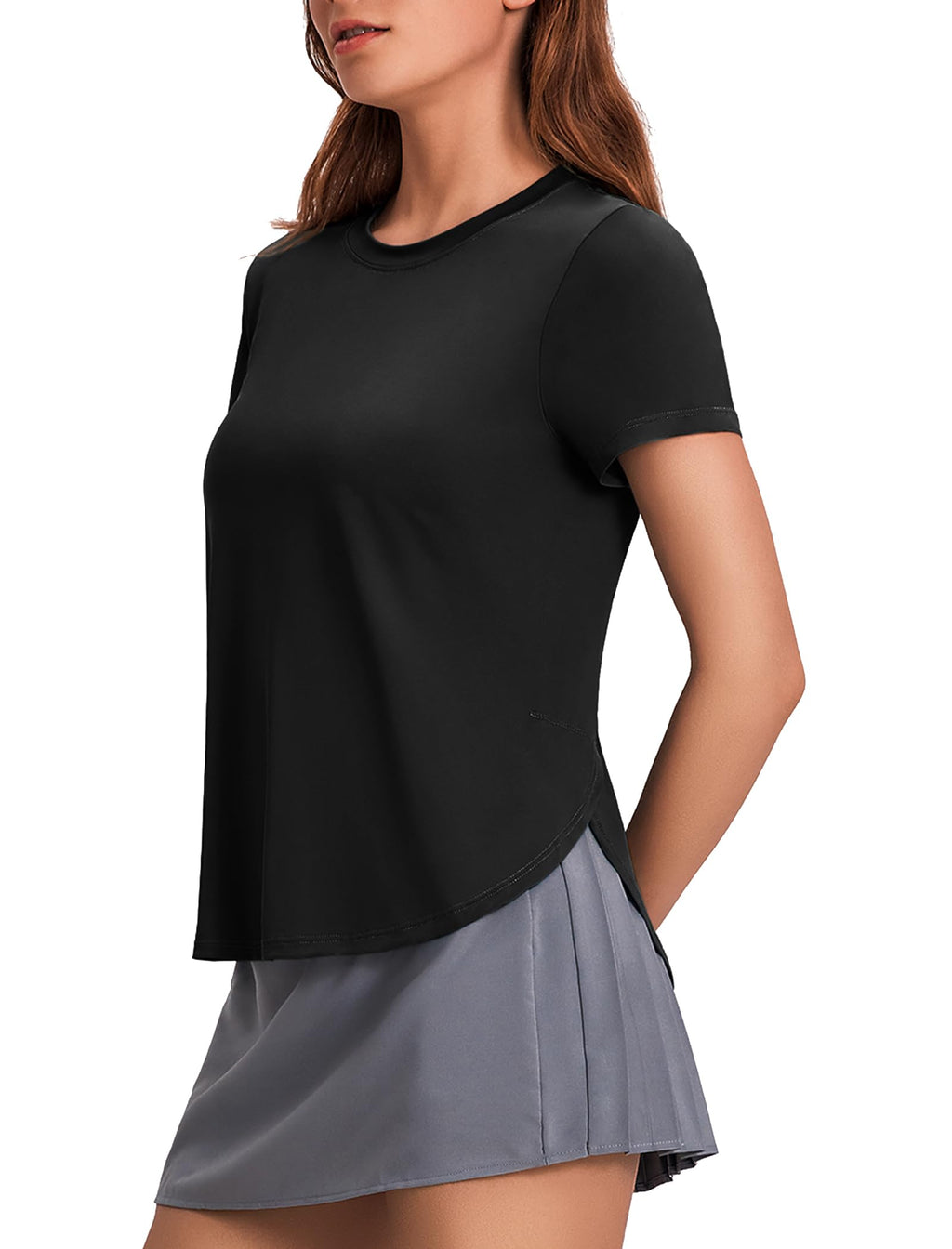 Women’s UPF 50+ Short Sleeve Workout Top with Side Slits