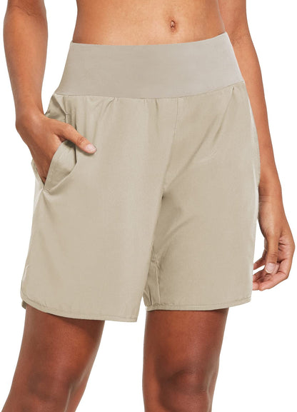 Women’s 7" High Waist Running Shorts with Liner and Zipper Pocket