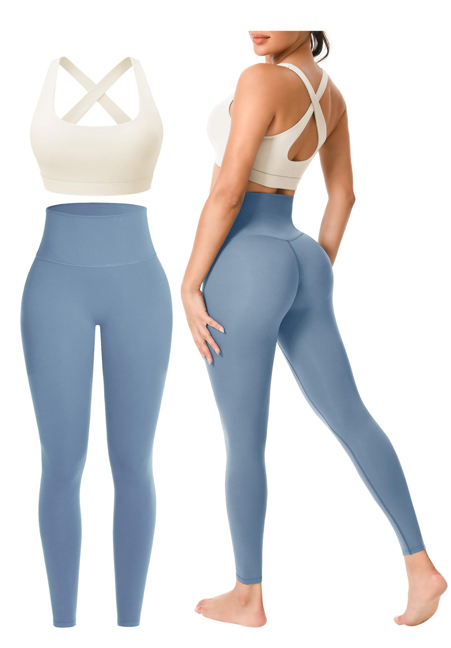 Women’s 2-Piece Seamless Workout Set with Sports Bra and High Waist Leggings
