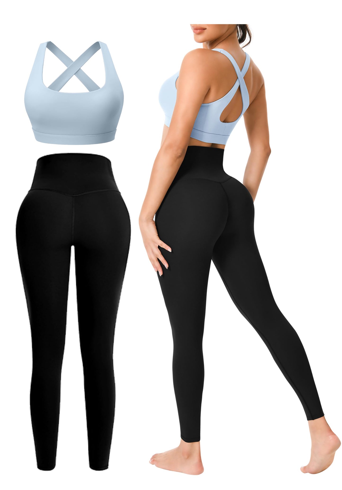 Women’s 2-Piece Seamless Workout Set with Sports Bra and High Waist Leggings