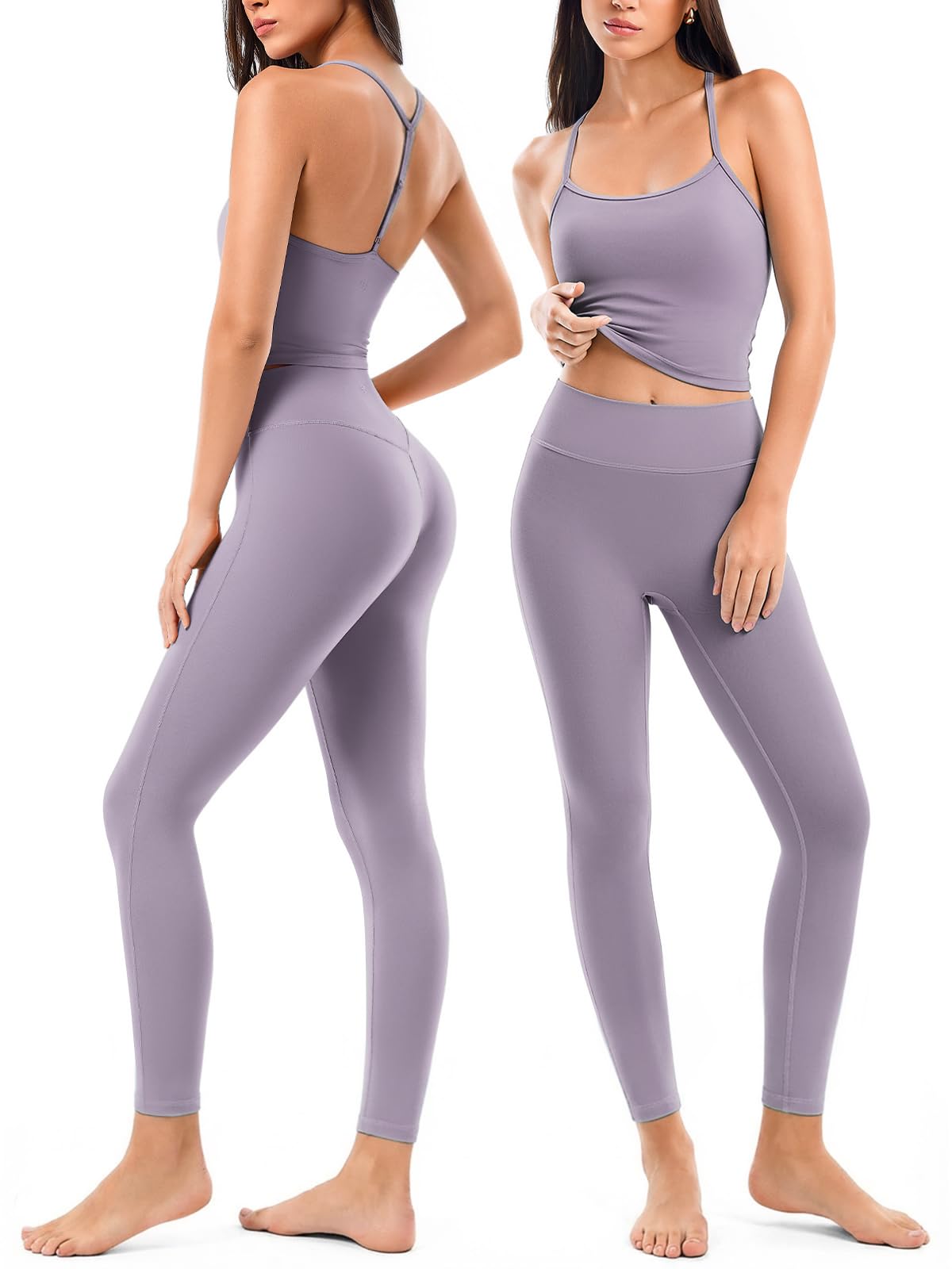 Women’s Matching Workout Set with Sports Bra and Seamless Leggings