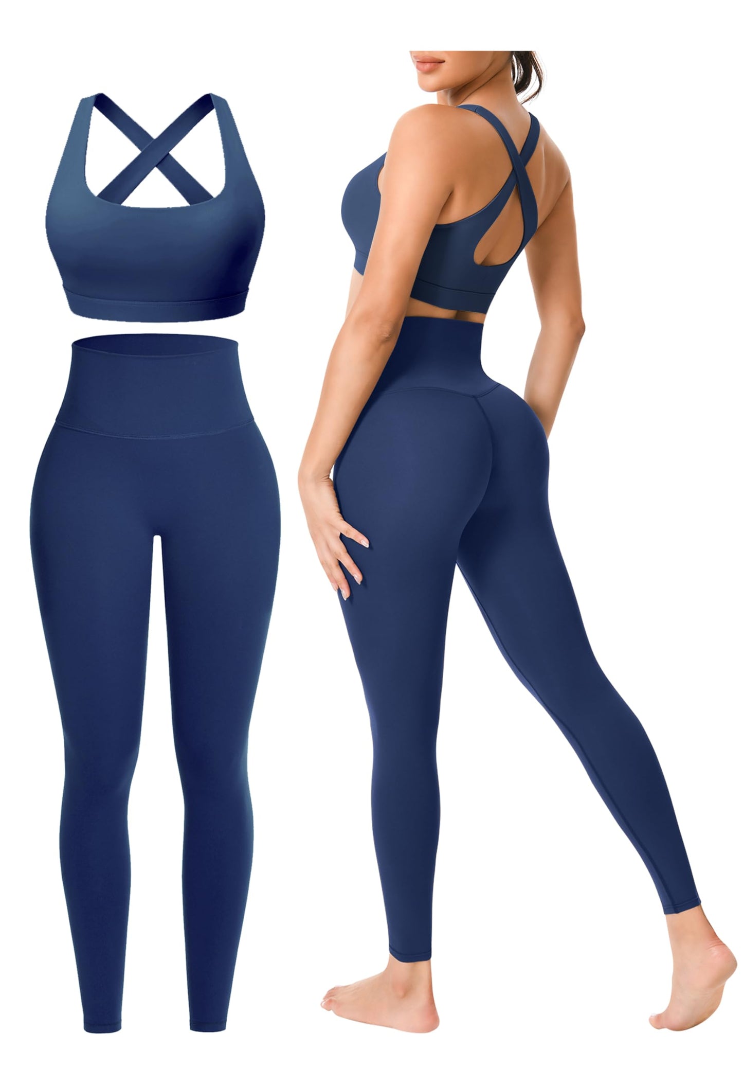 Women’s 2-Piece Seamless Workout Set with Sports Bra and High Waist Leggings