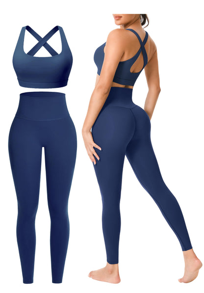 Women’s 2-Piece Seamless Workout Set with Sports Bra and High Waist Leggings
