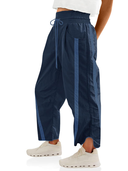 Women’s Baggy Wide Leg Track Pants with Drawstring Waist