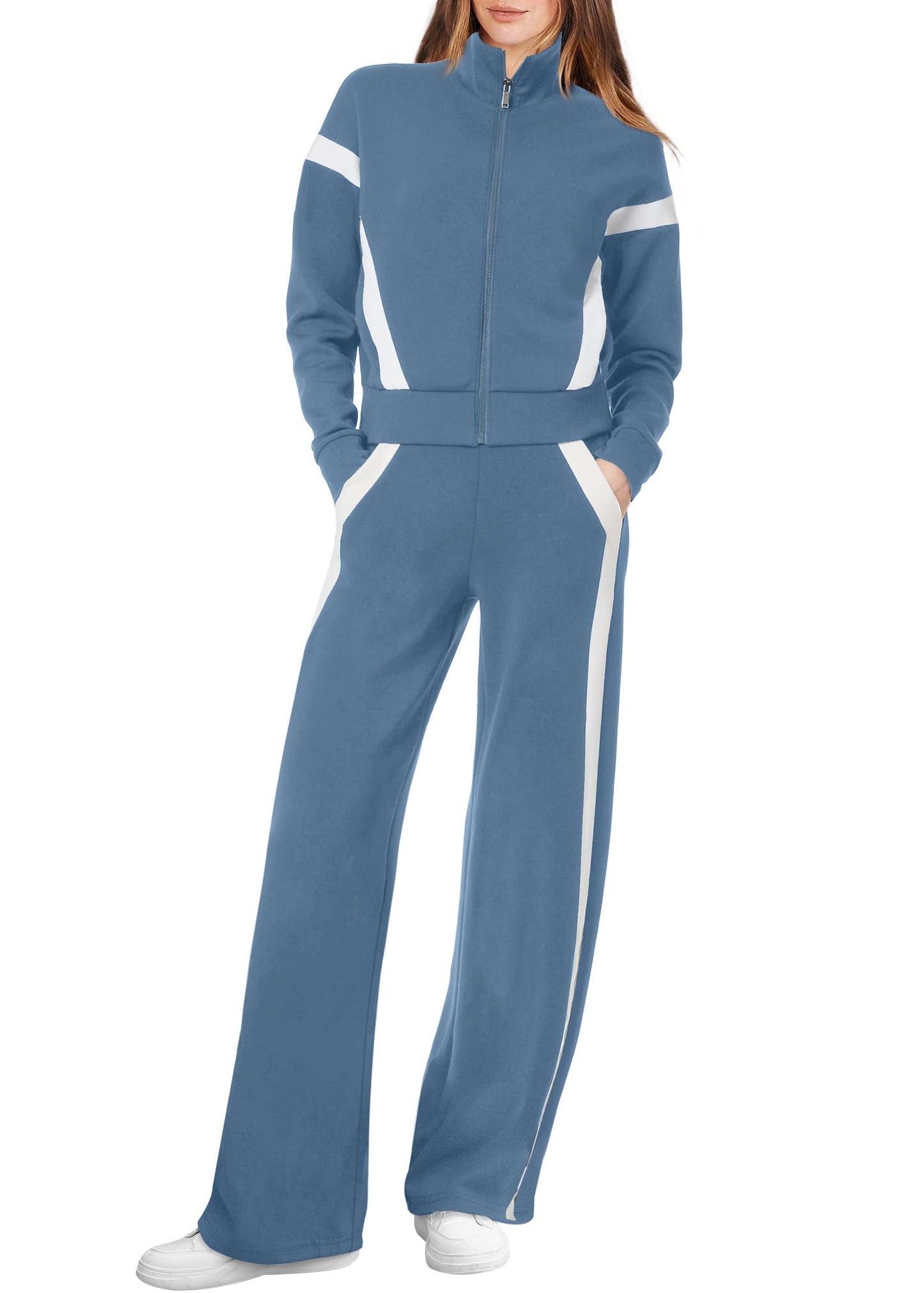 Women’s Lounge Set 2-Piece Sweatshirt & Wide Leg Pants Tracksuit