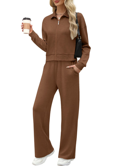 Women’s Lounge Set 2-Piece Sweatshirt & Wide Leg Pants Tracksuit