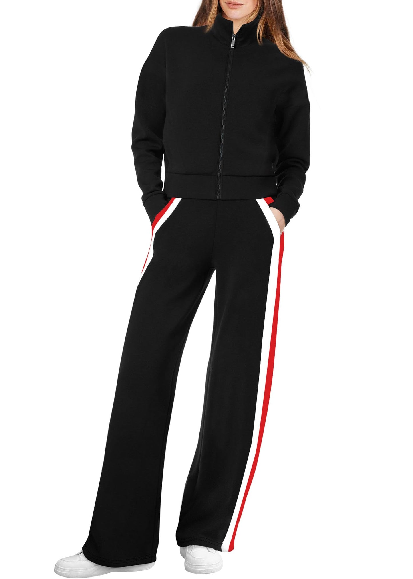 Women’s Lounge Set 2-Piece Sweatshirt & Wide Leg Pants Tracksuit