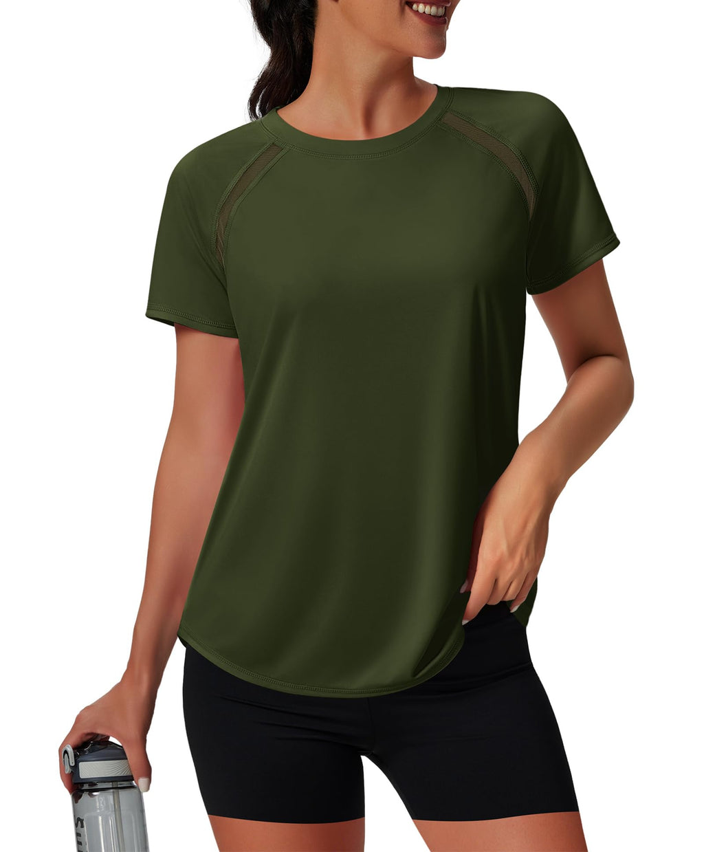 Women’s Short Sleeve Workout Top with Mesh Panels