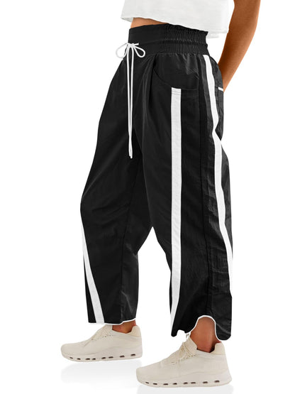 Women’s Baggy Wide Leg Track Pants with Drawstring Waist