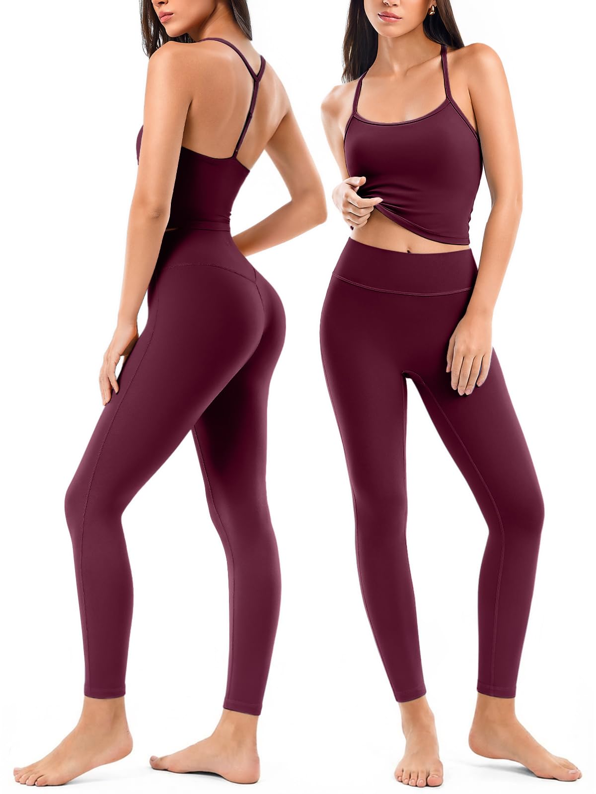 Women’s Matching Workout Set with Sports Bra and Seamless Leggings